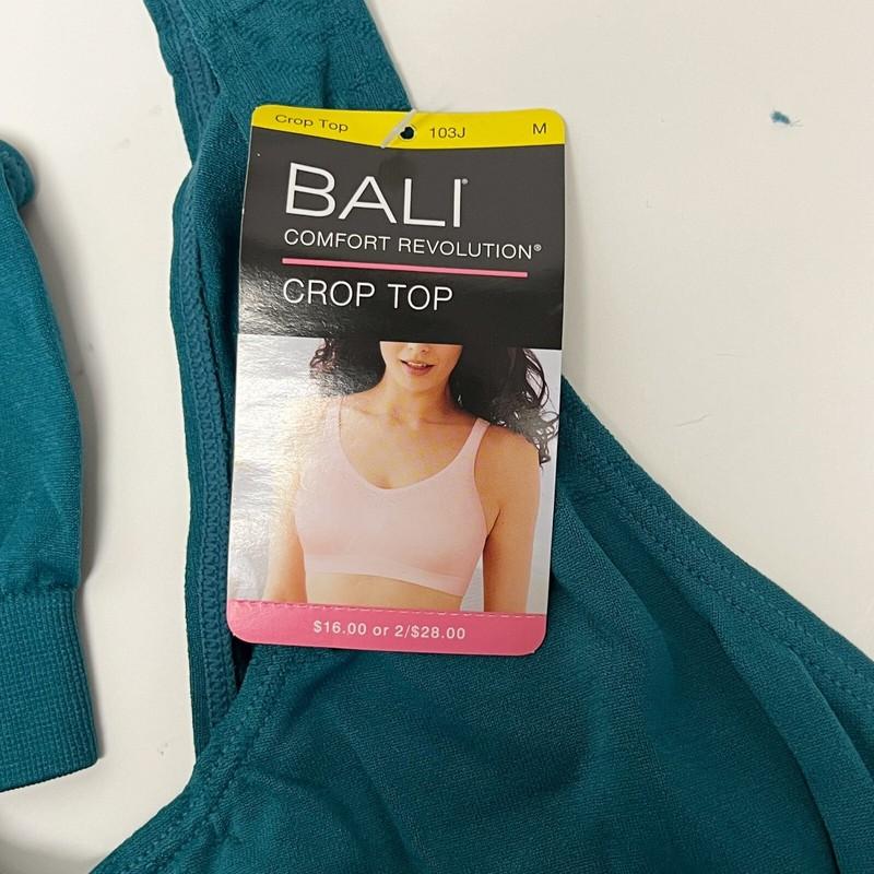 2 Bali Comfort Revolution Crop Top Bra Bralette MEDIUM Jade Green NEW 103J