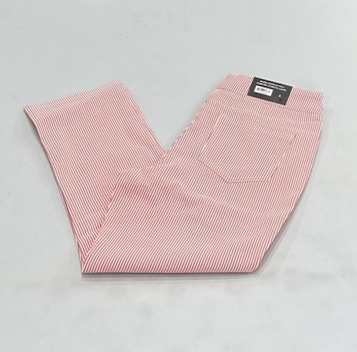 2 MARIO SERRANI WOMEN'S COMFORT STRETCH CAPRI TOMATO / IVORY & BLUE IVORY XXL