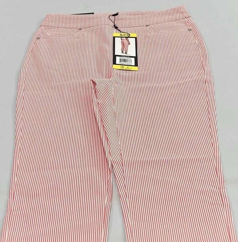 2 MARIO SERRANI WOMEN'S COMFORT STRETCH CAPRI TOMATO / IVORY & BLUE IVORY XXL