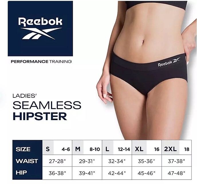 (2 Or 6 Pair) Reebok Women's Stretch Performance Seamless Hipster Panties