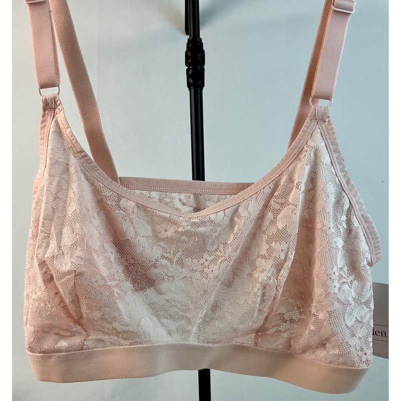 2 Pack Auden XL Lined Scoop Neck Bralette Pink Floral Lace Adjustable Straps