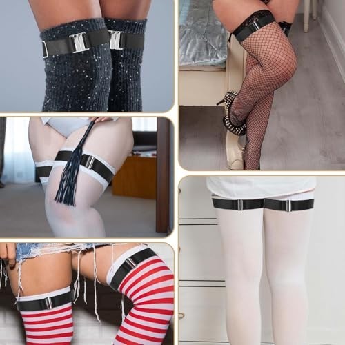 2 Pcs Thigh Garter Belt Black Leg Garter Belt Plus Size Adjustable Garter Bel