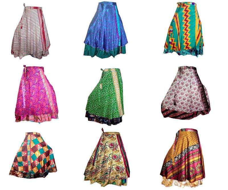 20 PC Wholesale Lot Skirt Women Wrap Around Silk Skirt Long Skirt Indian Dress