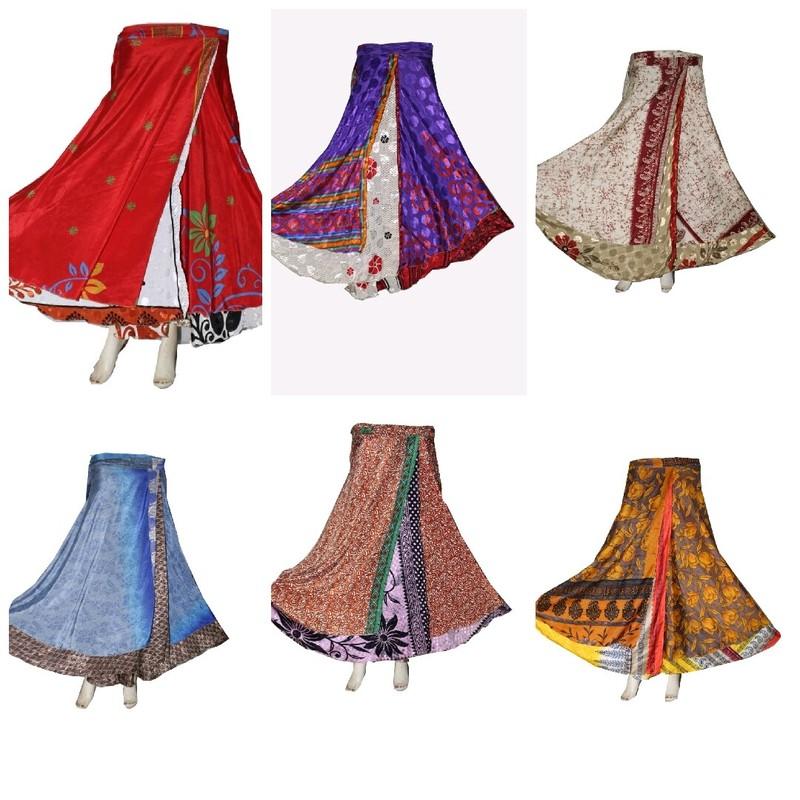 20 PC Wholesale Lot Skirt Women Wrap Around Silk Skirt Long Skirt Indian Dress