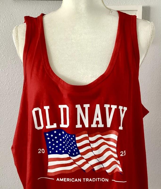 2023 OLD NAVY Graphic American Flag Tank Top Red SZ XXL/2X NWT