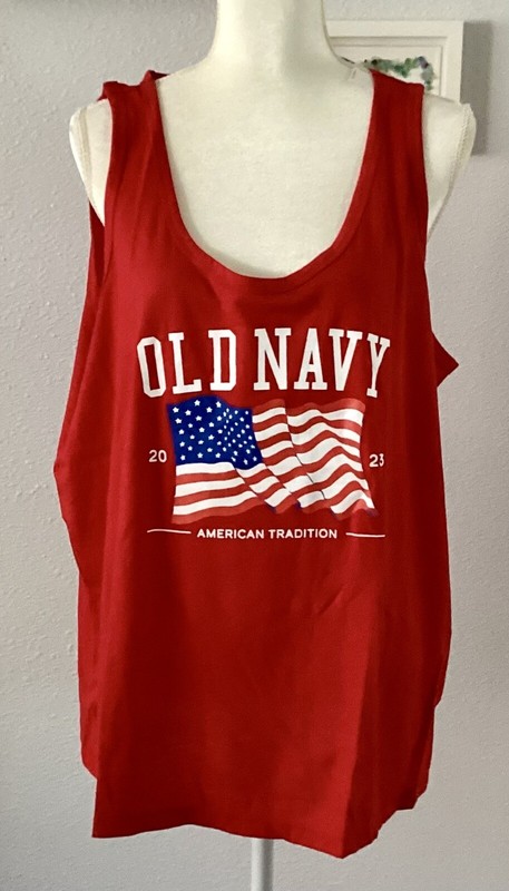 2023 OLD NAVY Graphic American Flag Tank Top Red SZ XXL/2X NWT