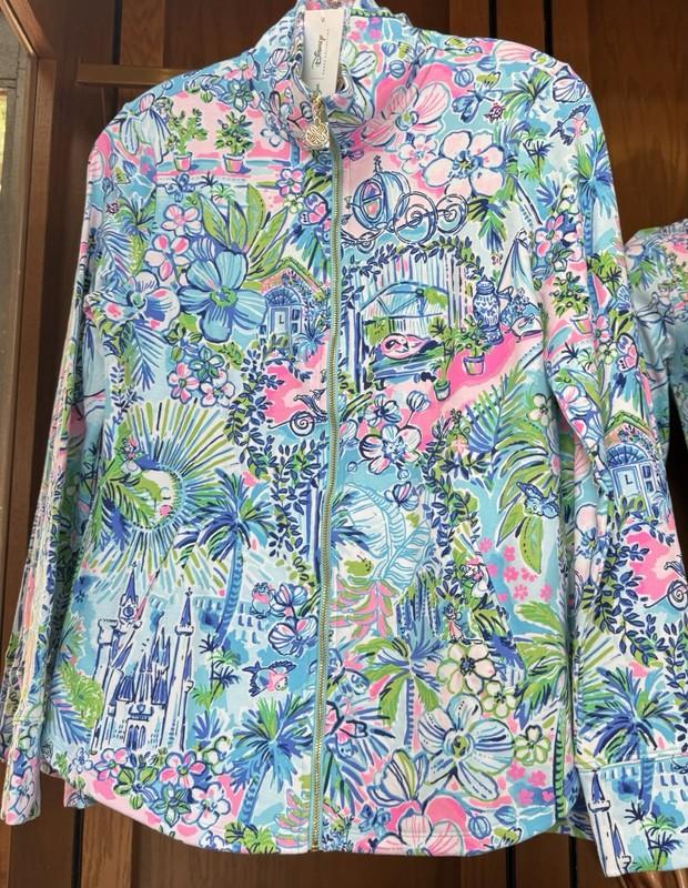 2025 Disney Parks Cinderella Jacket Lilly Pulitzer Large Leona Full Zip Castle