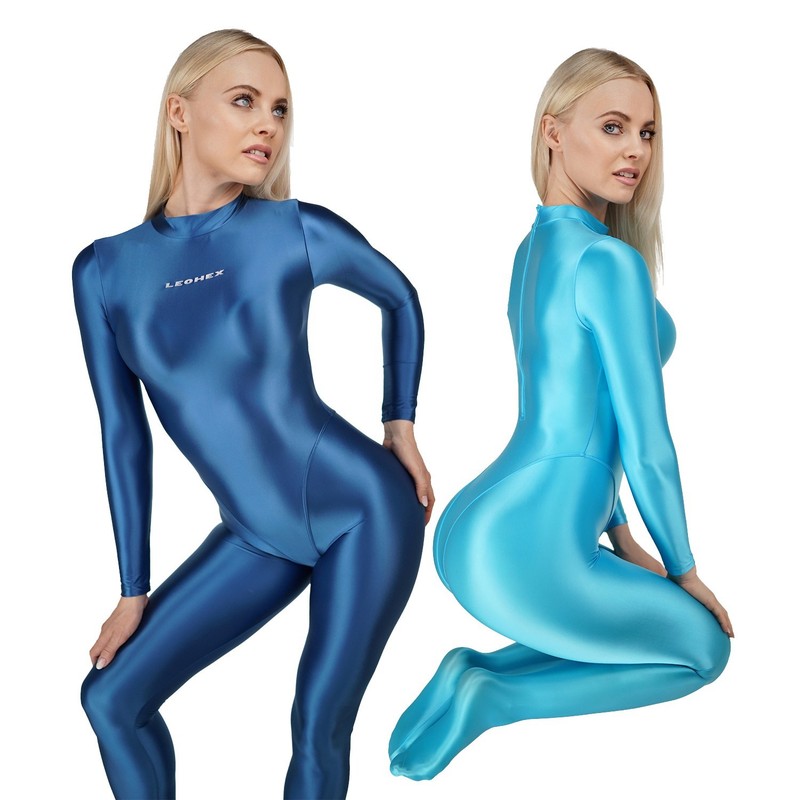 2025 LEOHEX Women Shiny Jumpsuit Bodysuit Swimwear Tights Overalls Yoga Fitness