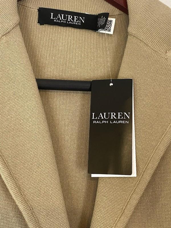$225 LAUREN Ralph Lauren Women’s Tan L Cotton Blend Knit Sweater Blazer New