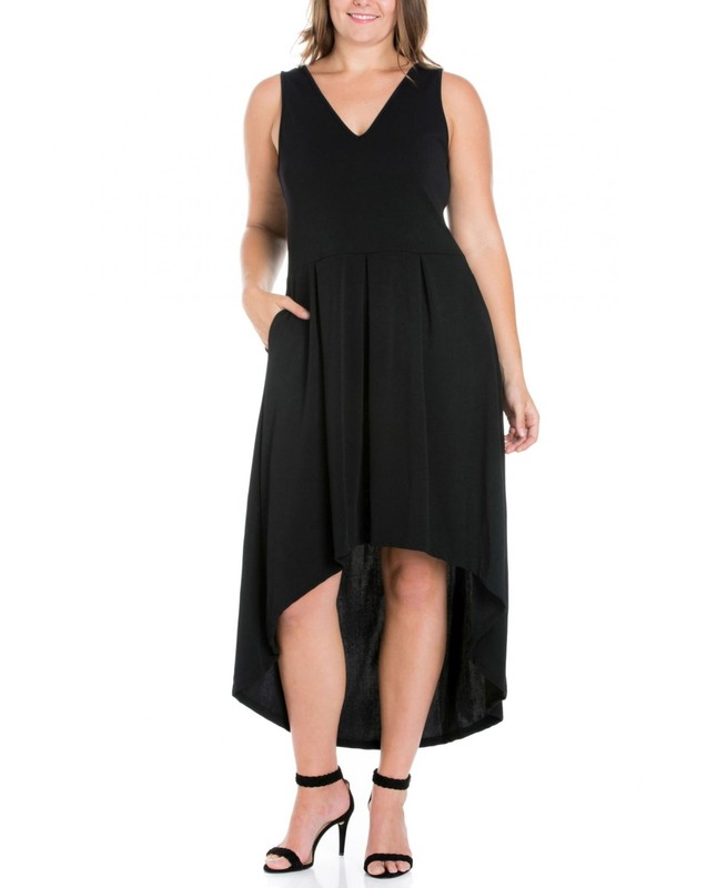 24seven Comfort Apparel Women's Plus Size High Low Party Dress P0206025 2X