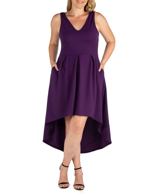 24seven Comfort Apparel Women's Plus Size High Low Party Dress P0206025 2X