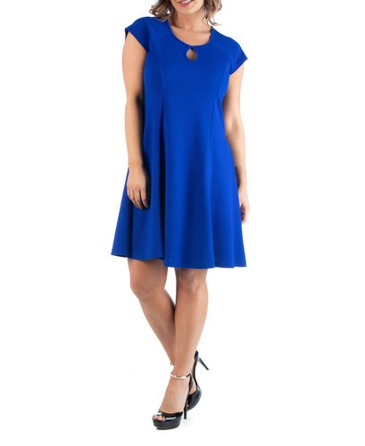 24seven Comfort Apparel Women's Plus Size Keyhole Neck Dress
