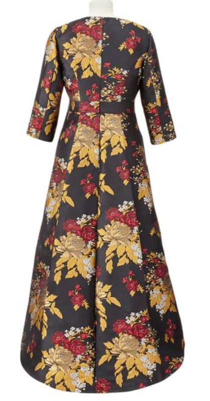 24W Midnight Velvet Black Gold Formal Wedding Church Party Tatum Elegant Dress