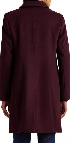 $250 Reefer Wool Blend Coat By Lauren Ralph Lauren Burgundy Women’s Size 16
