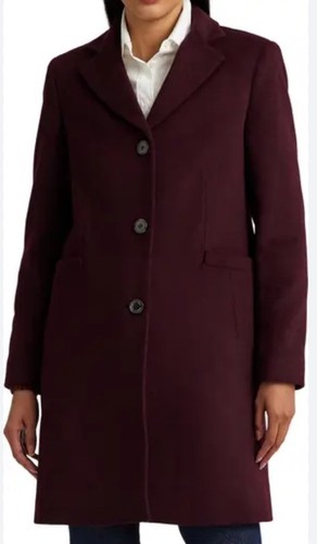 $250 Reefer Wool Blend Coat by Lauren Ralph Lauren Burgundy Women’s Size 16