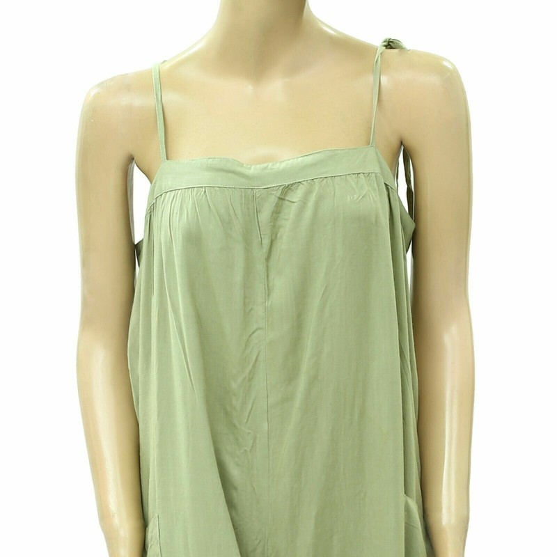 266126 Asos Design Cami Minimal Jumpsuit Sleeveless Cami Wide Leg Green M-8 NEW