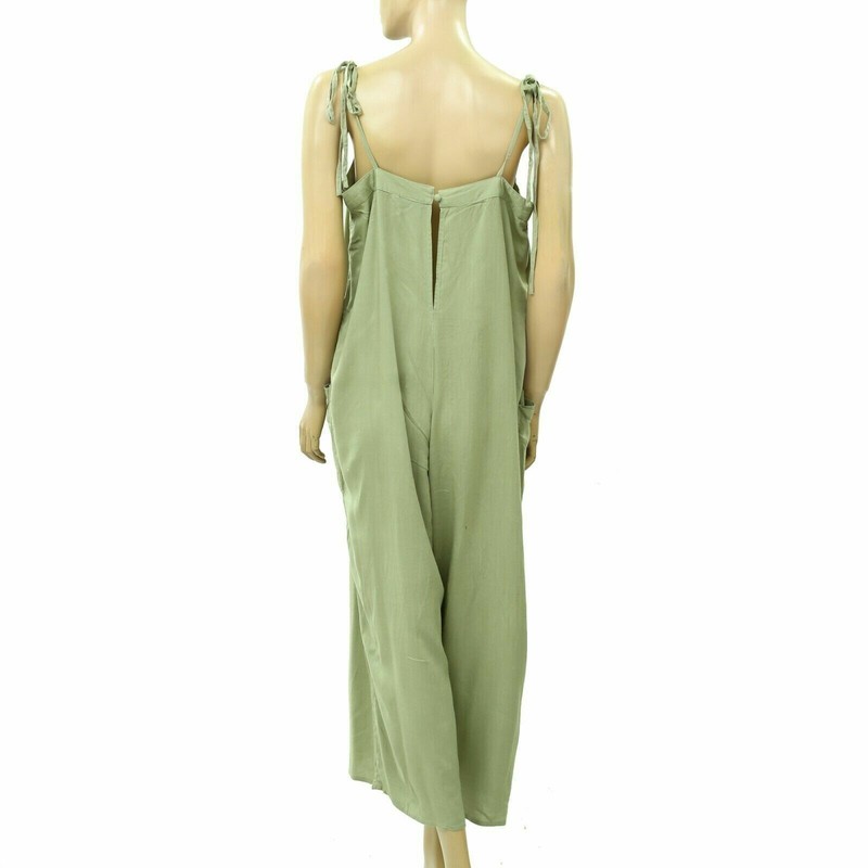 266126 Asos Design Cami Minimal Jumpsuit Sleeveless Cami Wide Leg Green M-8 NEW