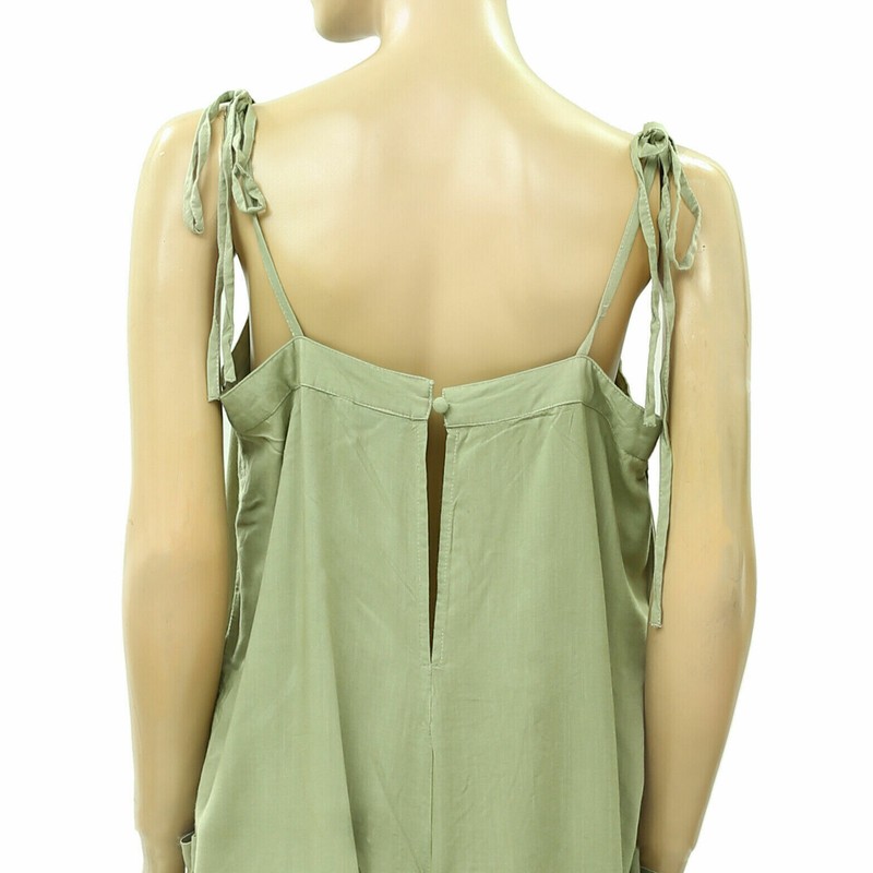 266126 Asos Design Cami Minimal Jumpsuit Sleeveless Cami Wide Leg Green M-8 NEW