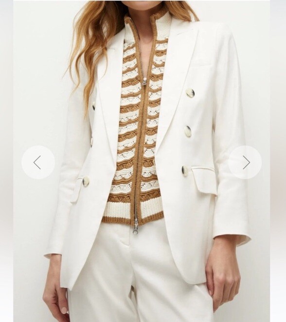 $278 NWT VERONICA BEARD Ariana Striped White Camel Tan Knit Dickey Jacket Insert