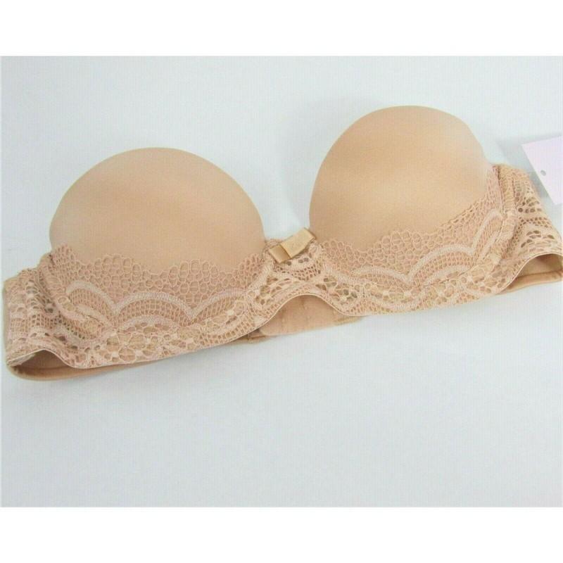 2x Auden Womens Push Up Strapless Bras 32aa Soft Beige Lace Convertible