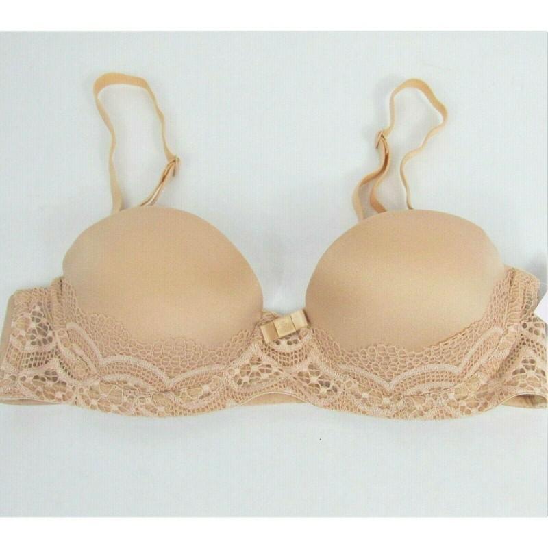 2x Auden Womens Push up Strapless Bras 32aa Soft Beige Lace Convertible