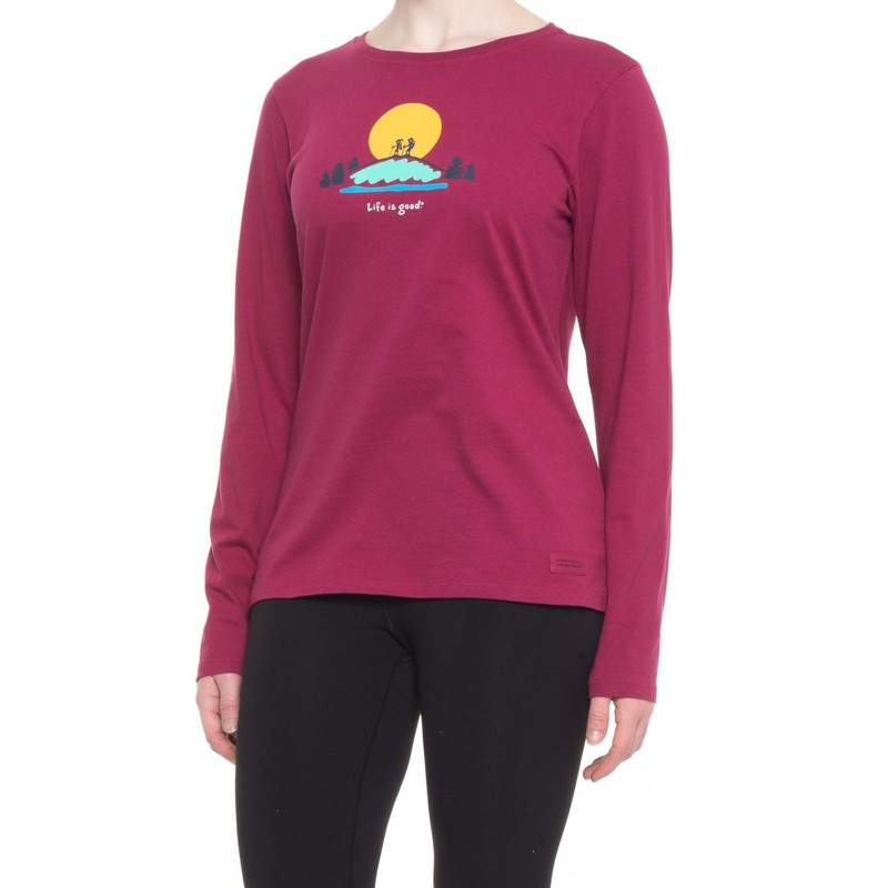 2XL NWT Women's Life Is Good Hike Vista Wild Cherry LS Crusher Tee