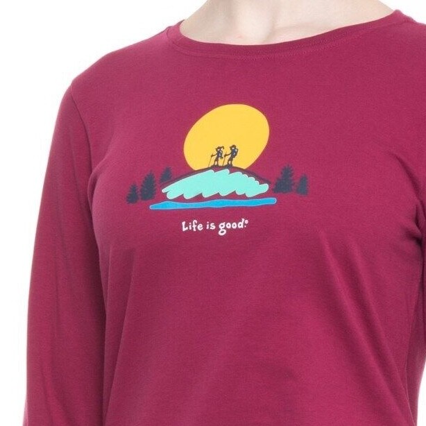2XL NWT Women's Life is Good Hike Vista Wild Cherry LS Crusher Tee