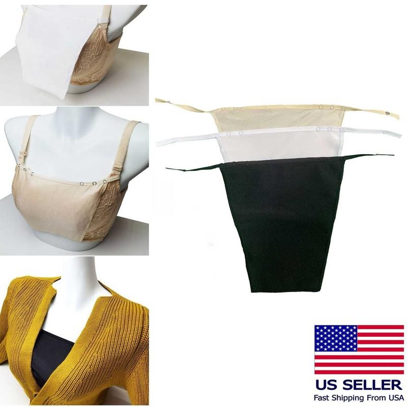 3 Pack Clip-on Mock Camisole Bra Insert Overlay Modesty Panel For Low-Cut Tops