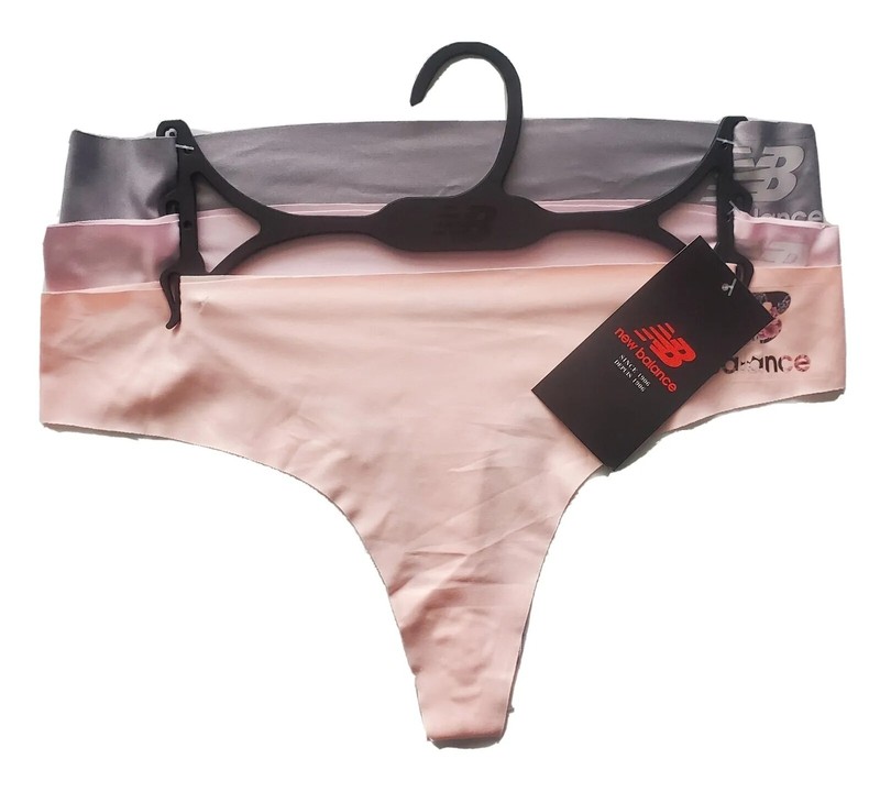 3 Pair New Balance Seamless Thong Panties Women's Size L Gray Pink MPO