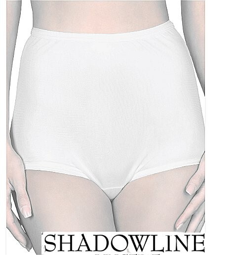 3 Pair Size 7 White 100% Nylon Full Brief ShadowLine W/ Cotton Crotch Liner