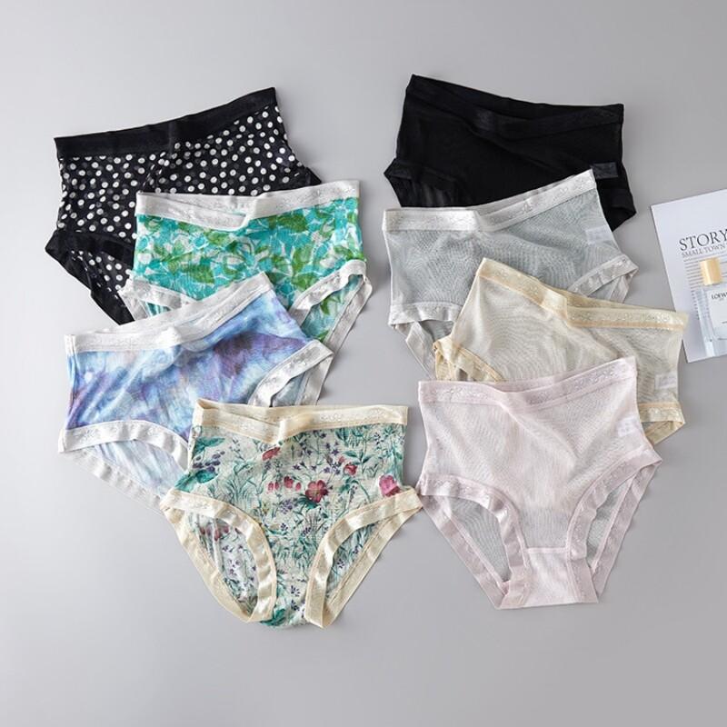 3 Pairs Mulberry Silk Underwear Women Briefs Silk Lady Panties 2 Layers Crotch