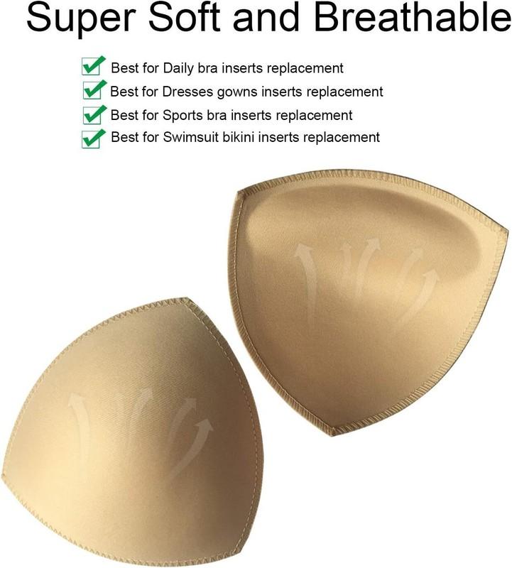 3 Pairs Removable Triangle Bra Pads Inserts For A B C Cups - Beige
