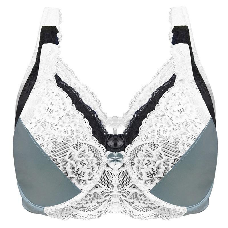 32-52 B-G H I J Plus Size Underwired Full Coverage Bra Wide Straps Support Panel