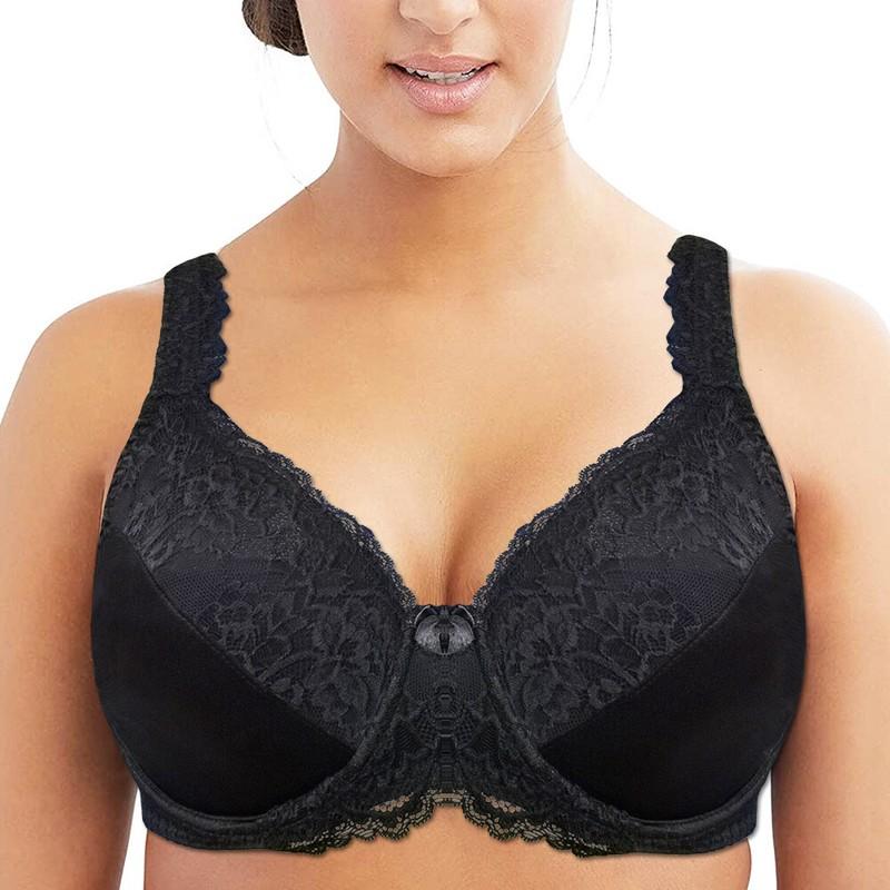 32-52 B-G H I J Plus Size Underwired Full Coverage Bra Wide Straps Support Panel