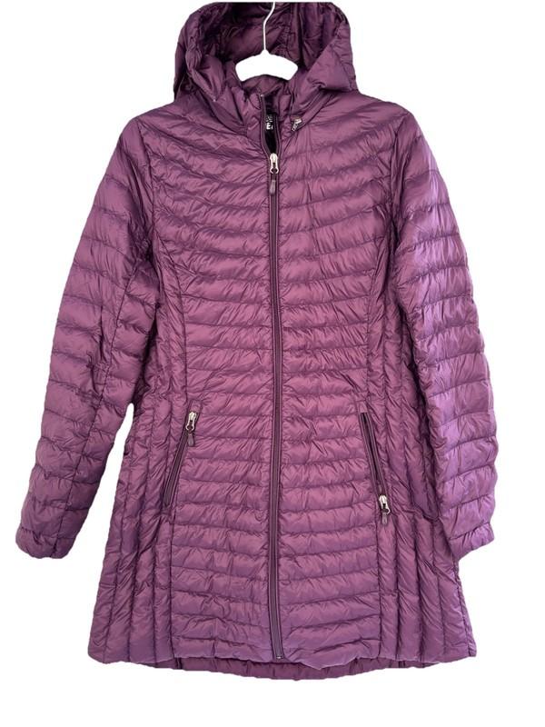 32 Degrees Heat Down Parka Jacket Coat Quilted Purple Womens Size M Hooded Zip