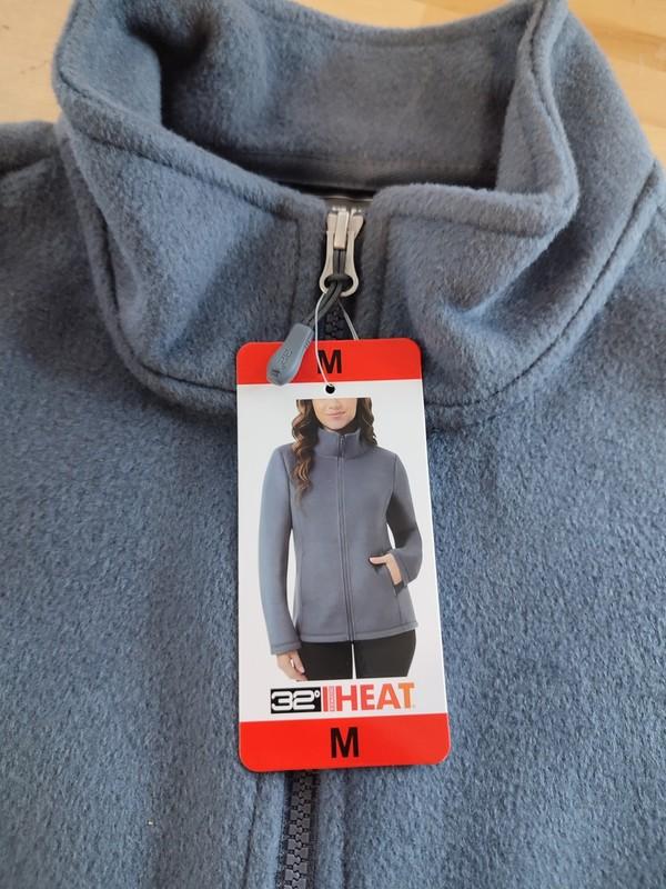 32 Degrees Heat Women's Brushed Faux-Wool Full Zip Jacket Blue Size Medium