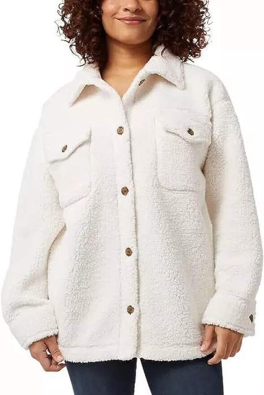 32 Degrees Heat Women's Super Soft Cozy Over Shirt Jacket Cream Size XL/XXL