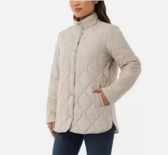 32 Degrees Quilted Women’s Button Up Jacket - White - Size Large **NEW**