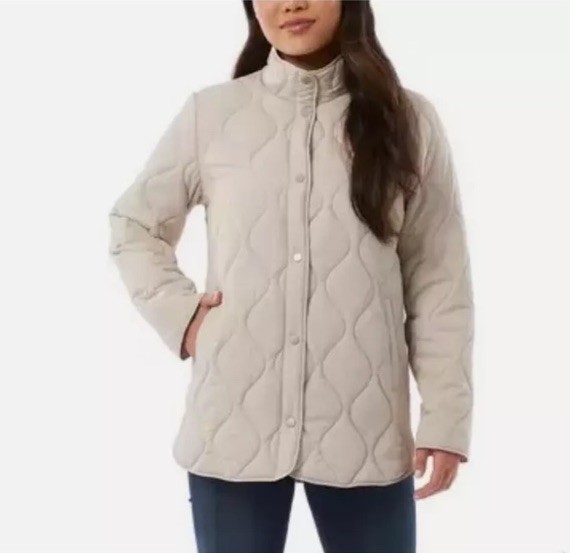32 Degrees Quilted Women’s Button Up Jacket - White - Size Large **NEW**