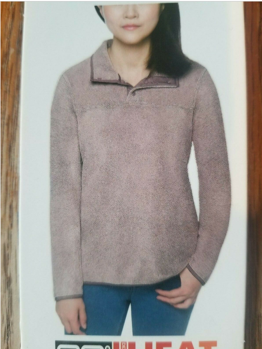 32 Degrees Women's 1/4 Button Snap Fleece Pullover Jacket(Dusted Plum LARGE)NWT