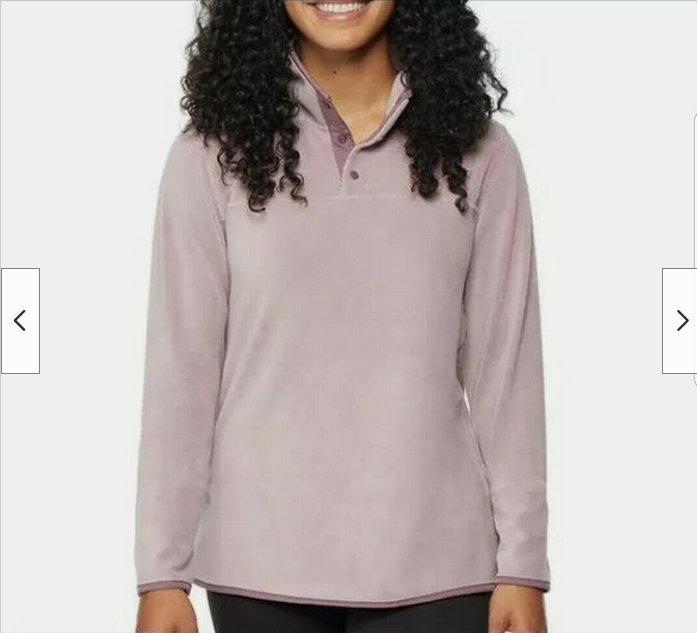 32 Degrees Women's 1/4 Button Snap Fleece Pullover Jacket(Dusted Plum LARGE)NWT