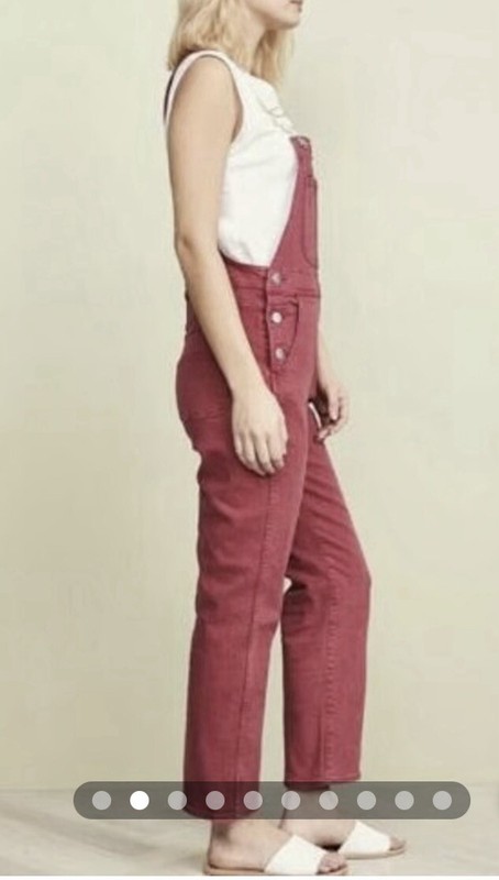 3x1 Anthropologie Rose Denim Overalls Stretch Red Size L