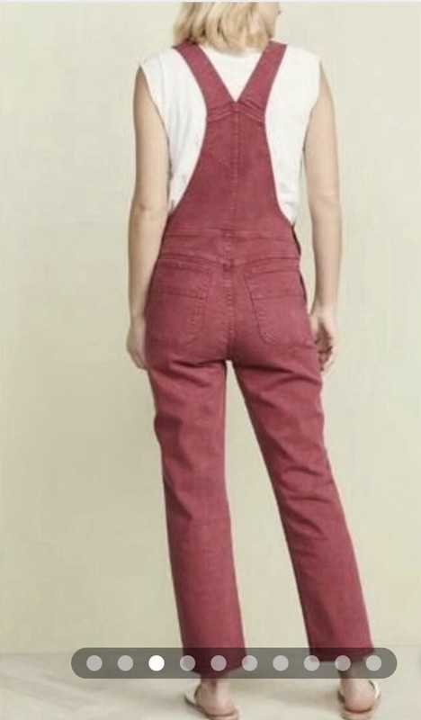 3x1 Anthropologie Rose Denim Overalls Stretch Red Size L