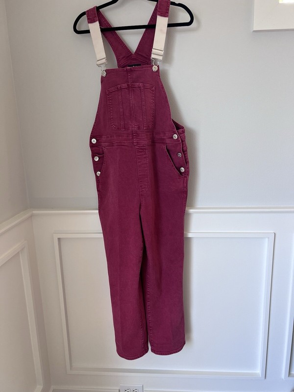 3x1 Anthropologie Rose Denim Overalls Stretch Red Size L