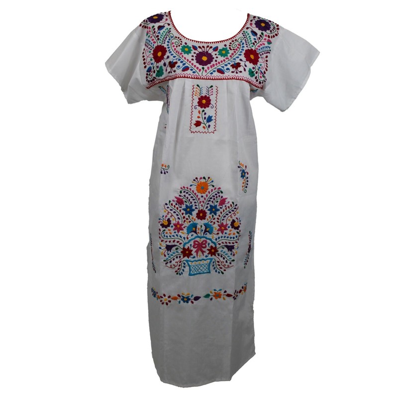 3XL Assorted Plus Size Peasant Hippie Boho Tunic Hand Embroidered Mexican Dress