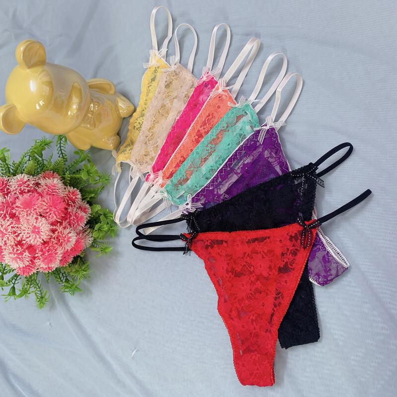 4 Pack Lot Sexy Womens See Through Lace Panties Thongs G String Underwear Briefs