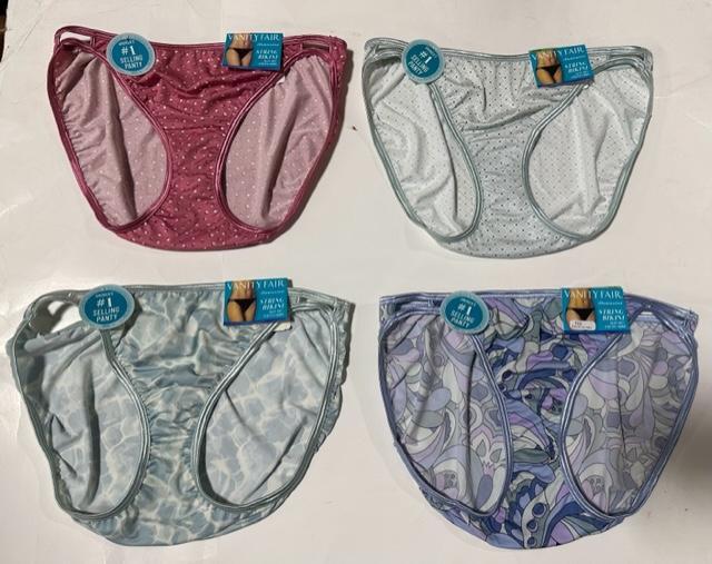 4 Pack VANITY FAIR String Bikini ILLUMINATION 18108 Mixed Prints PANTY - 8 / XL