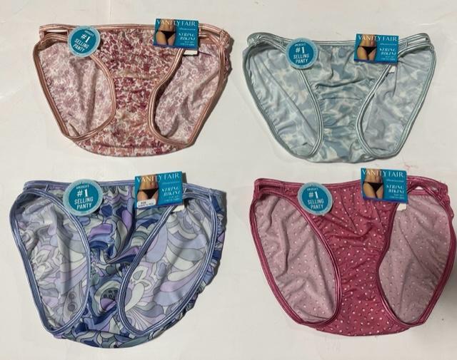 4 Pack VANITY FAIR String Bikini ILLUMINATION 18108 Mixed Prints PANTY - 8 / XL