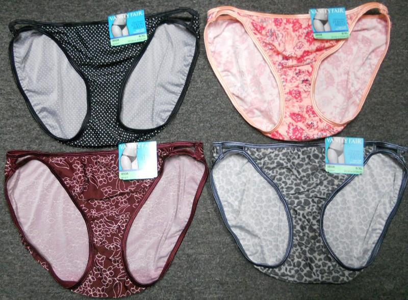 4 Pack VANITY FAIR String Bikini ILLUMINATION 18108 Mixed Prints PANTY - 8 / XL