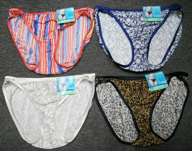 4 pack VANITY FAIR String Bikini ILLUMINATION 18108 mixed prints PANTY - 8 / XL
